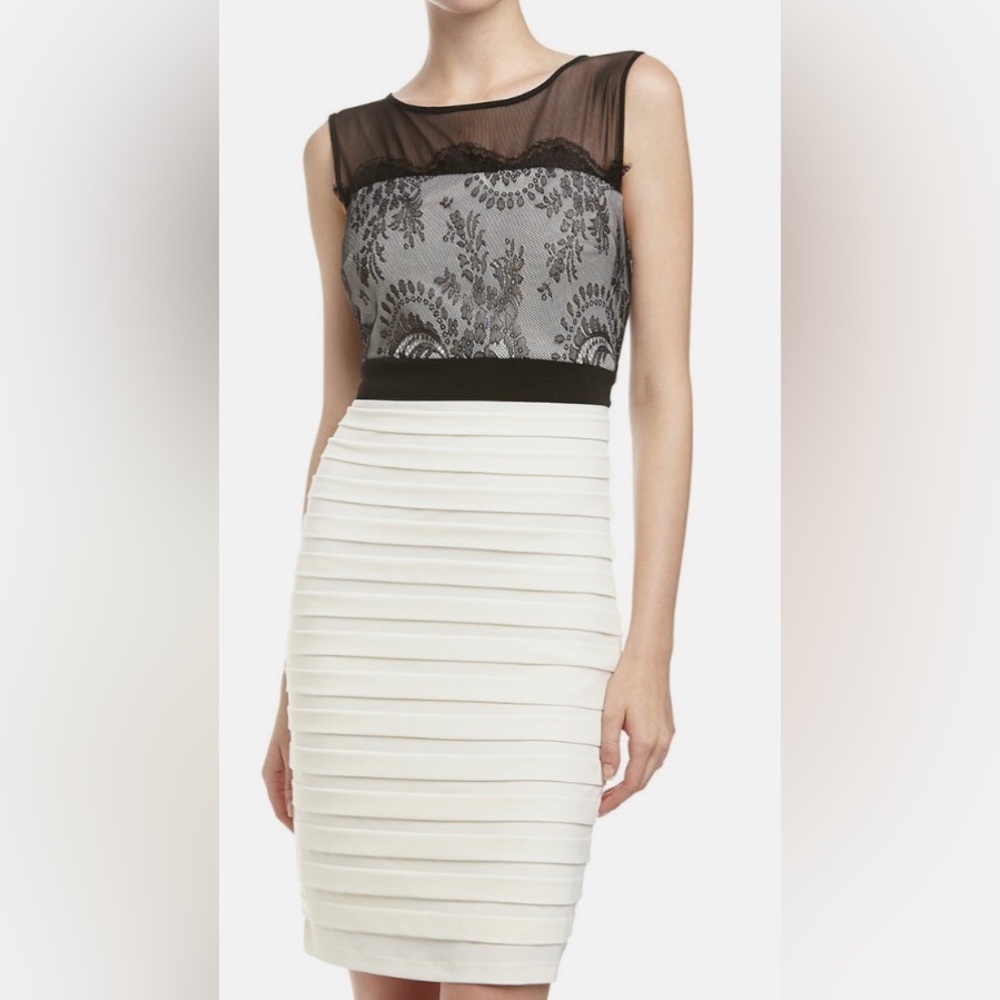 Jax Black and White Floral Lace Midi Dress